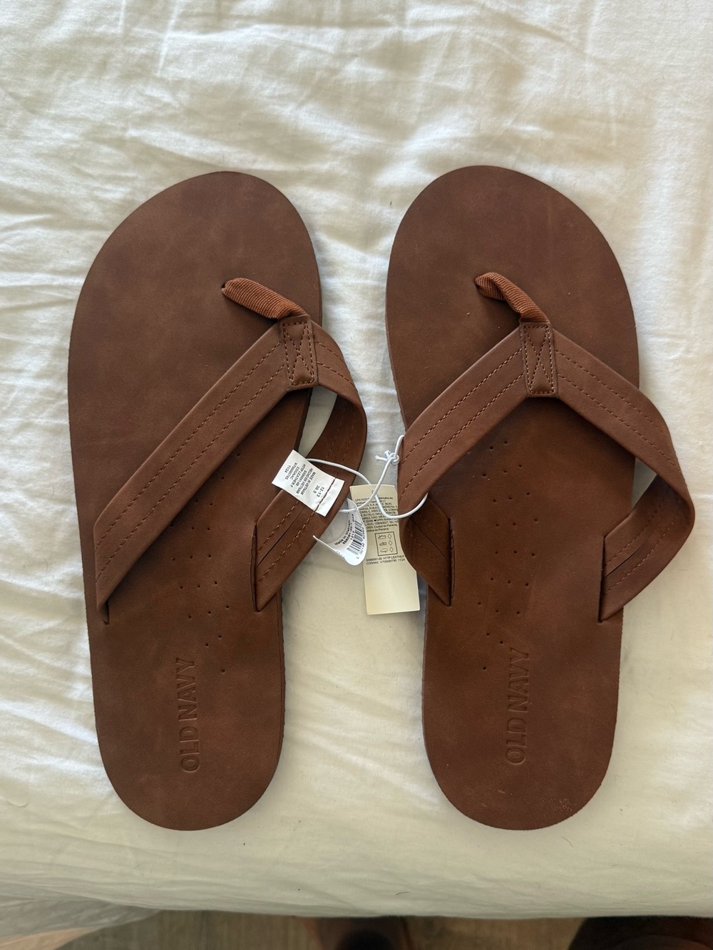 Old Navy Brown Men's Faux-Leather Flip Flops